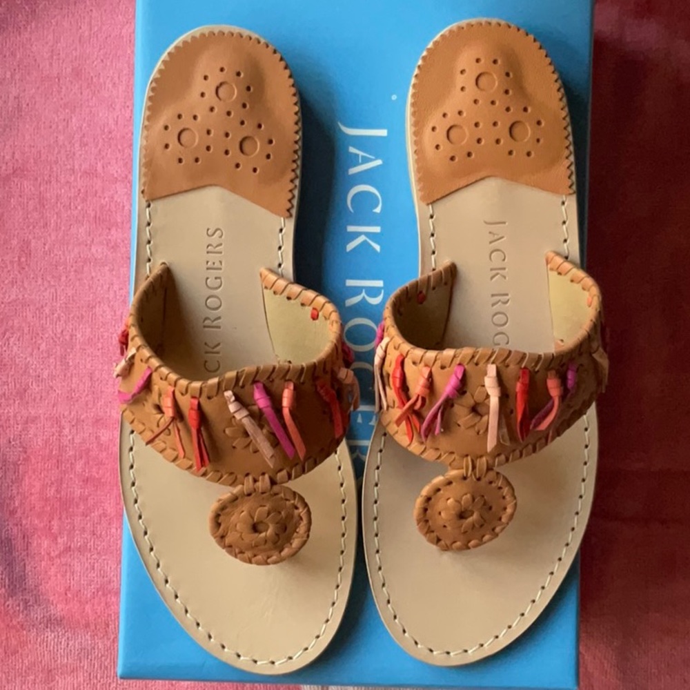 🩴JACK ROGERS FLAT FRINGE SANDAL 🩴 NWT🩴NIB🩴 - Picture 2 of 12
